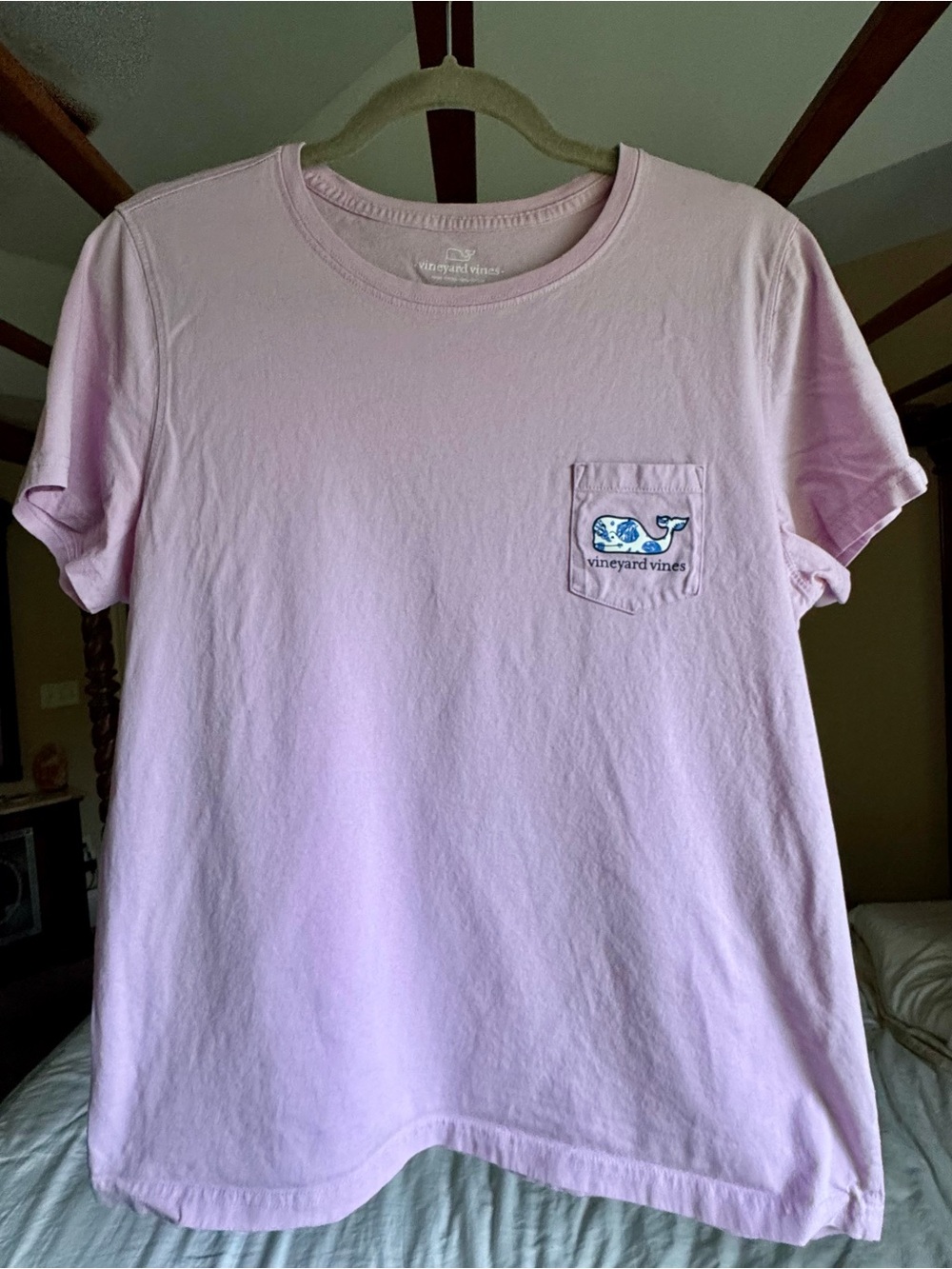 Vineyard Vines Whale Graphic Pocket Tee Light Pink Lavender Size L